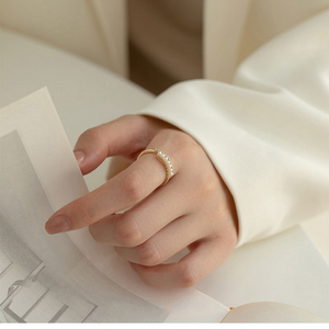 Dainty Gold Pearl Wrap Ring