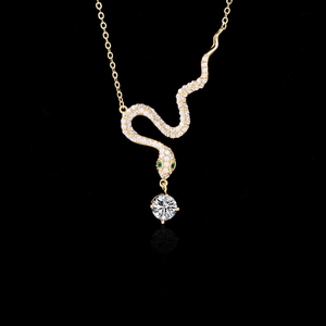 Color Moissanite Pave Snake Pendant Necklace