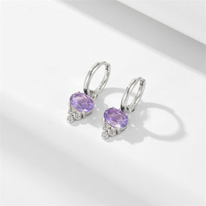 Creolen mit ovalem Amethyst-Tropfenschliff