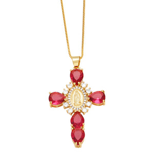 Virgin Cross Charm Pendant Necklace