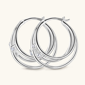 Three-Stone Moissanite Hoop Earrings