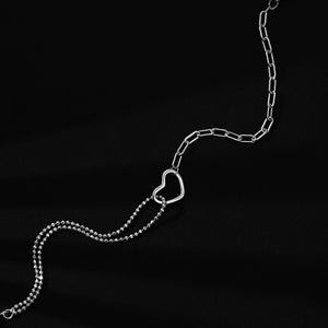 Heart Charm Bead Double Chain Bracelet