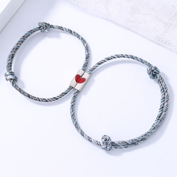 Heart Braid Magnetic Couple Bracelet