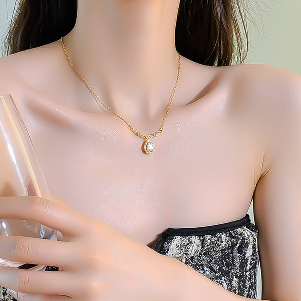Gold Teardrop Charm Necklace