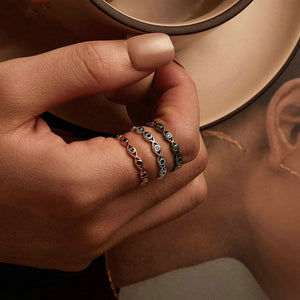 Dainty Evil Eye Nazar Stacking Band Ring
