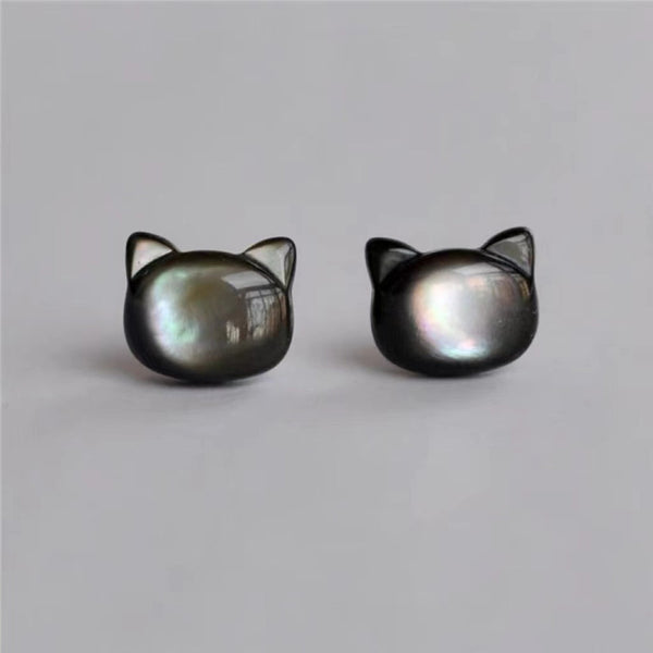Shell Cat Stud Earrings