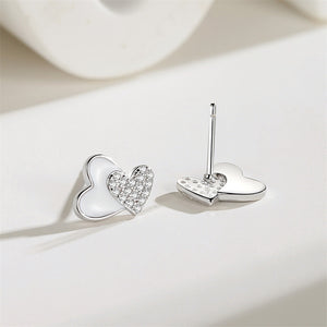 Tiny Mother of Pearl Heart Stud Earrings