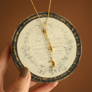 Moon Star Pendant Lariat Necklace