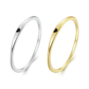 Minimalist Black Heart Stacking Ring