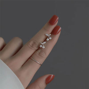 Pearl Cherry Fruit Wedding Stud Earrings
