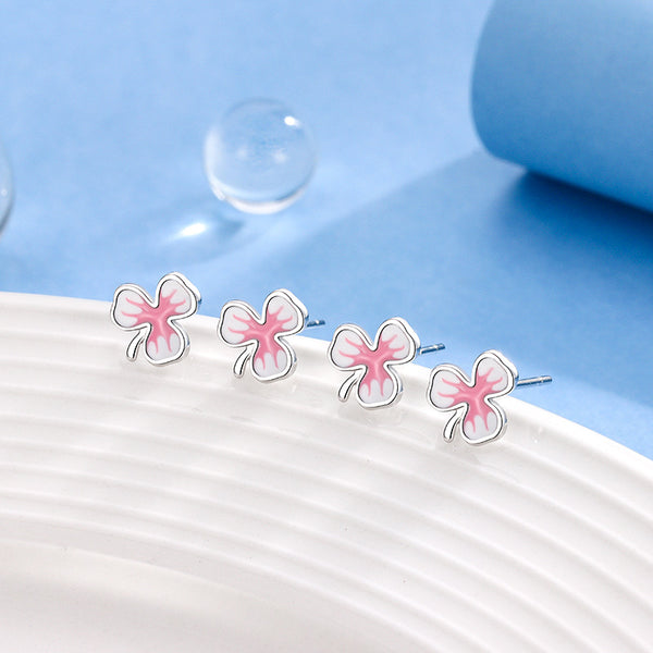 Mini Pink Flower Stud Earrings