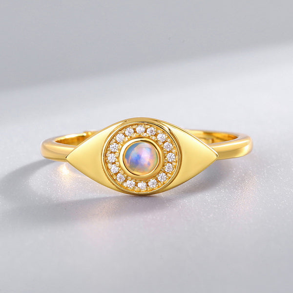 Gold Evil Eye Opal Ring