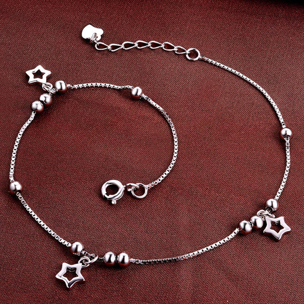 Silver Star Charm Anklet