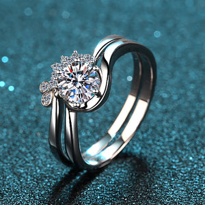 Moissanite Leaf Bypass Engagement Ring