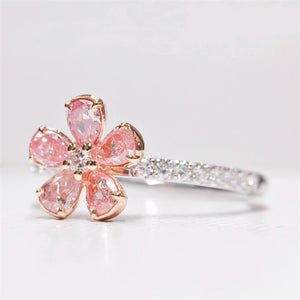 Pink Cherry Blossom Flower Stacking Ring