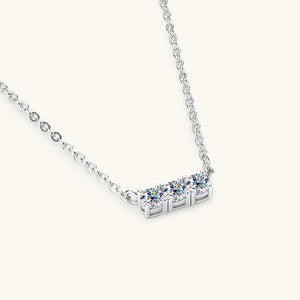Three-Stone Moissanite Bar Charm Necklace