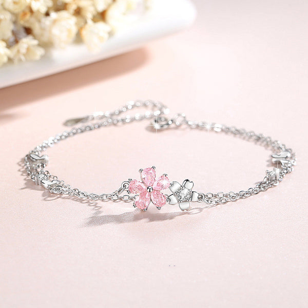 Pink Cherry Blossom Charm Bracelet