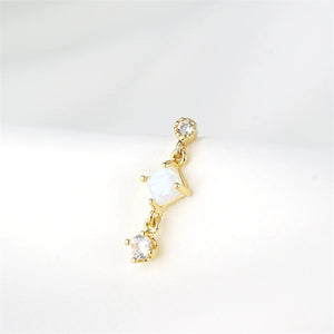 Orecchini a cerchio pendenti a goccia con stella di opale e luna