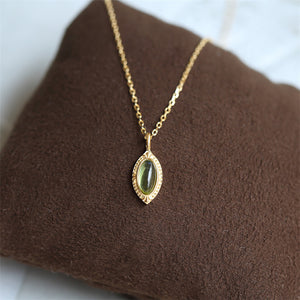 Vintage Marquise Peridot Leaf Necklace