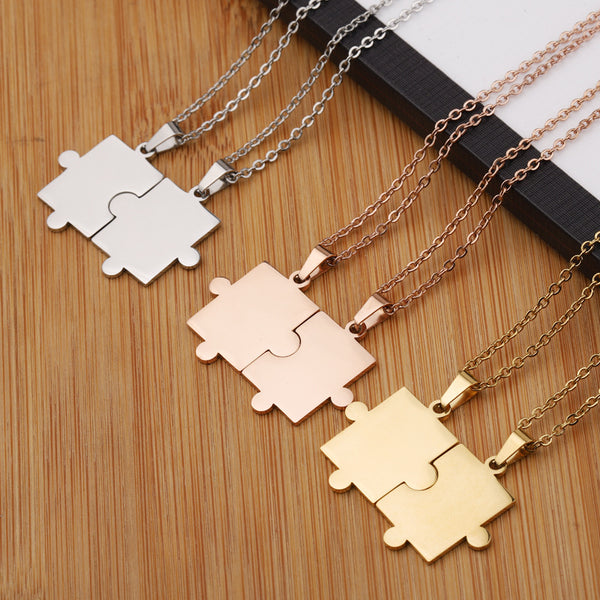 Puzzle Pendant Couple Necklace