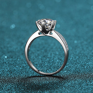 Six-Prong Moissanite Pave Engagement Ring