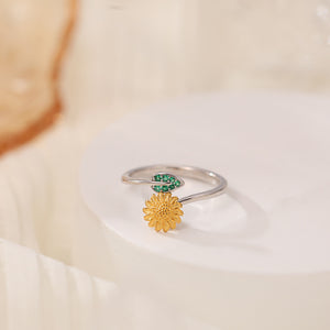 Sunflower Anxiety Fidget Spinner Bypass Ring