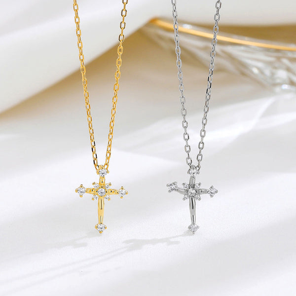 Flower Cross Pendant Necklace