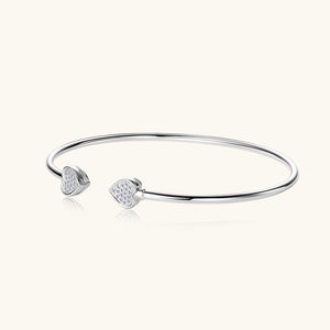 Moissanite Heart Pave Stacking Bangle Bracelet
