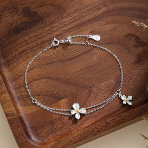 Delicate Double Layer Flower Charm Bracelet