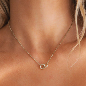 Interlocking Mobius Ring Charm Necklace