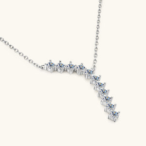 Moissanite Curve Bar Charm Drop Y Necklace