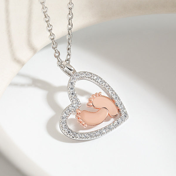 Footprint Heart Pendant Necklace