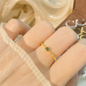 Dainty Green Gemstone Stacking Band Ring