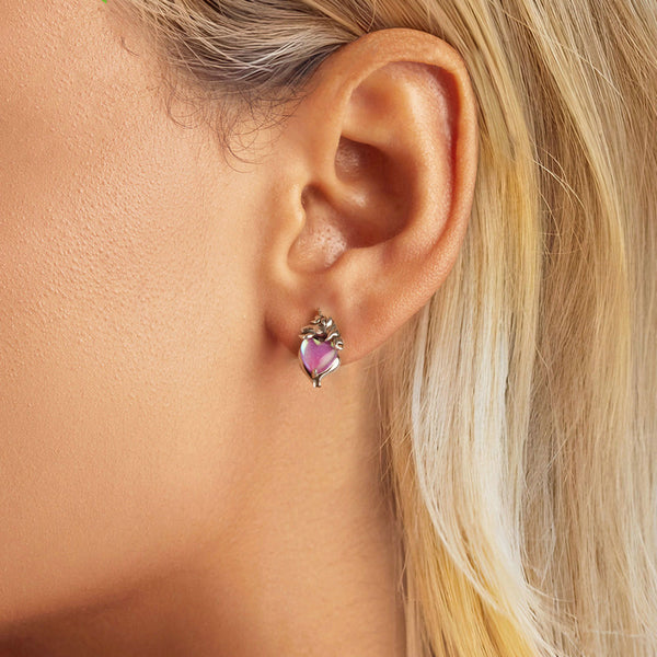 Purple Heart Unicorn Stud Earrings
