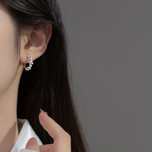 Twist Pearl Vine Huggie Hoop Earrings