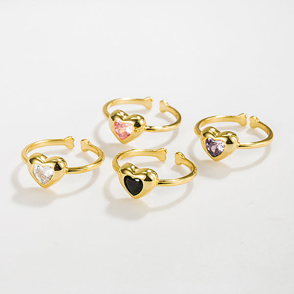 Colored Heart Open Ring