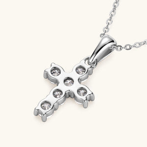 Round-Cut Moissanite Cross Pendant Necklace