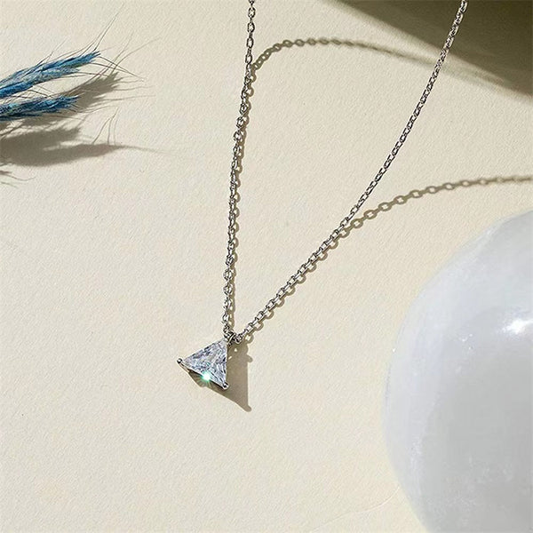 Solitaire Triangle Pendant Necklace