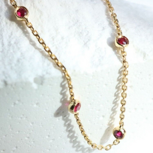 Dainty Bezel Station Charm Bracelet