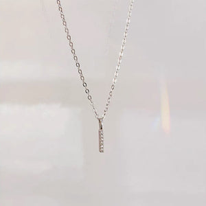 Pave Setting Bar Pendant Necklace