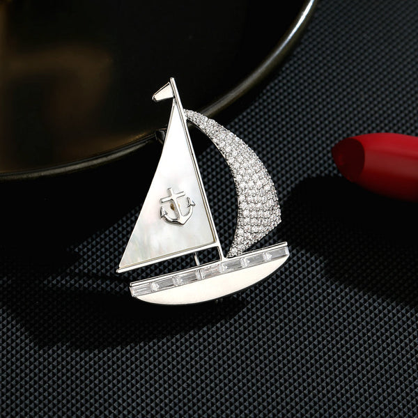 Sailboat Mother of Pearl Brooch