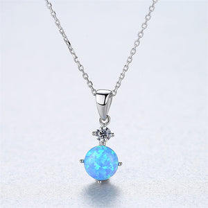 Round Opal Cabochon Pendant Necklace