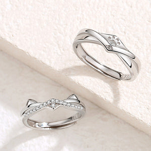 Cat Paw Matching Couple Band Ring