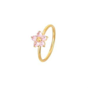 Pink Purple Flower Stacking Thin Band Ring