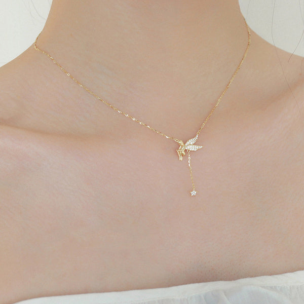 Gold Fairy Star Tassel Necklace