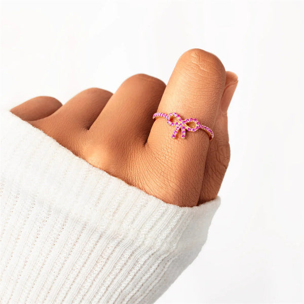 Dainty Pink Bowknot Ring