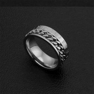 Bague à chaîne tournante avec alphabet runique