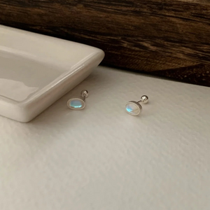 Oval Moonstone Cabochon Stud Earrings