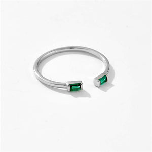 Baguette Green Gemstone Stacking Ring