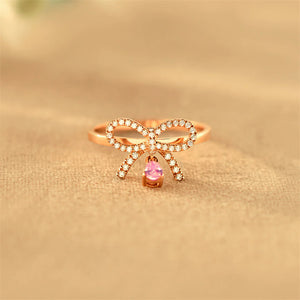 Dainty Bow Tie Teardrop Stacking Ring